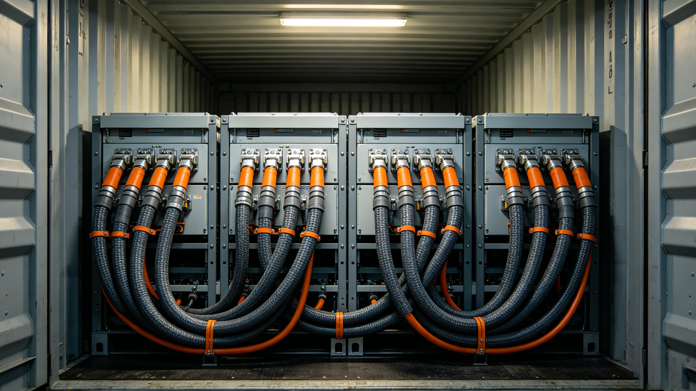 Arneses de potencia de sistemas de almacenamiento de energía a gran escala tipo contenedor