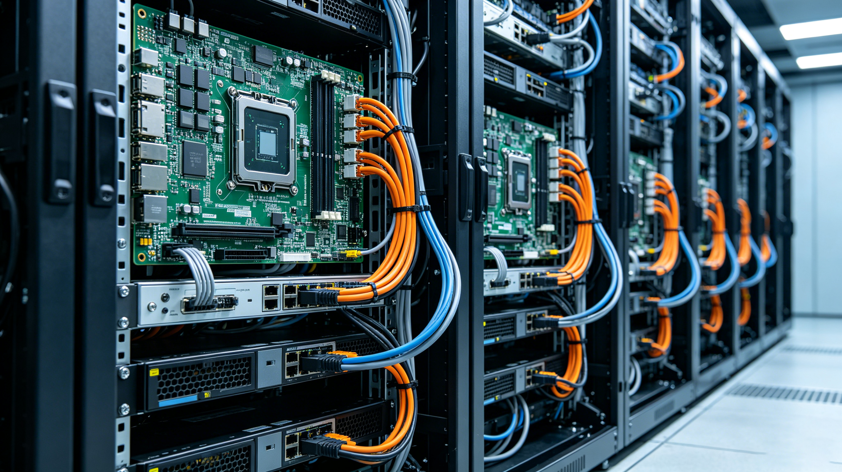 Cableado interno del gabinete para los servidores del AI